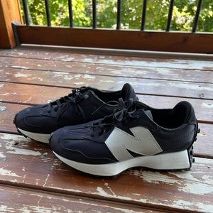 Gently used, New Balance 327 sneakers, sz 7.5 Women’s. Darkest navy/black.